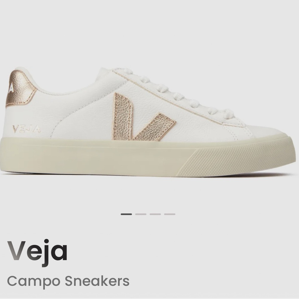 Veja Women's White and Gold-Tone Campo Sneakers